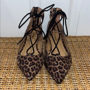 EXPRESS Leopard lace up pointed flats
